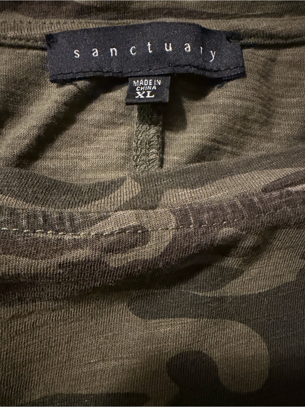 Sanctuary Olive Green Camo Short Sleeve Tee